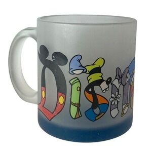 Vintage Disney Frosted Character Coffee Cup Glass Letter Collectors Mug Made USA